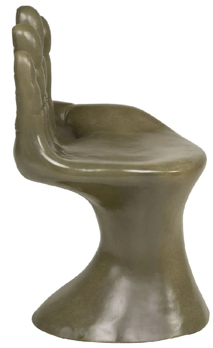 Luxus Designer Stuhl Hand Moosgrün 60 x 50 x H. 89 cm - Fiberglas Stuhl - Luxus Möbel - Designer Möbel - Fiberglas Möbel