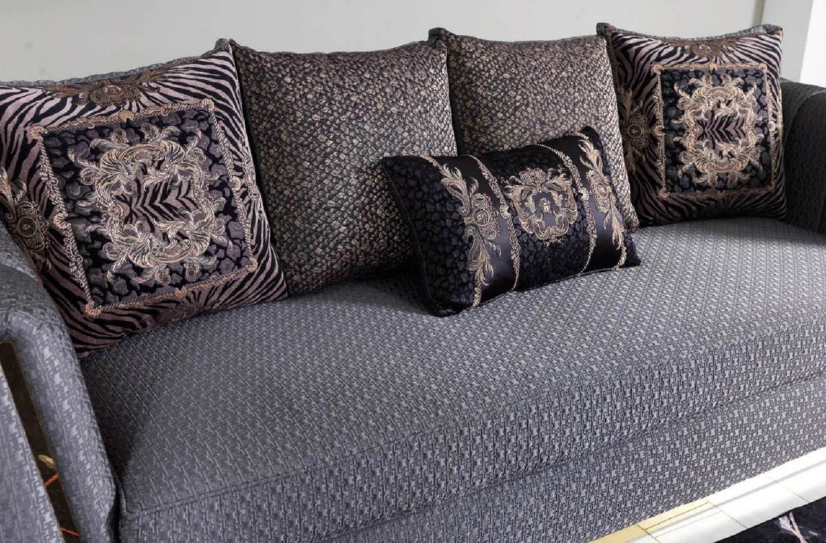 Luxus Wohnzimmer Set Lila / Gold - 2 Sofas & 2 Sessel & 1 Couchtisch - Moderne Wohnzimmer Möbel - Luxus Qualität