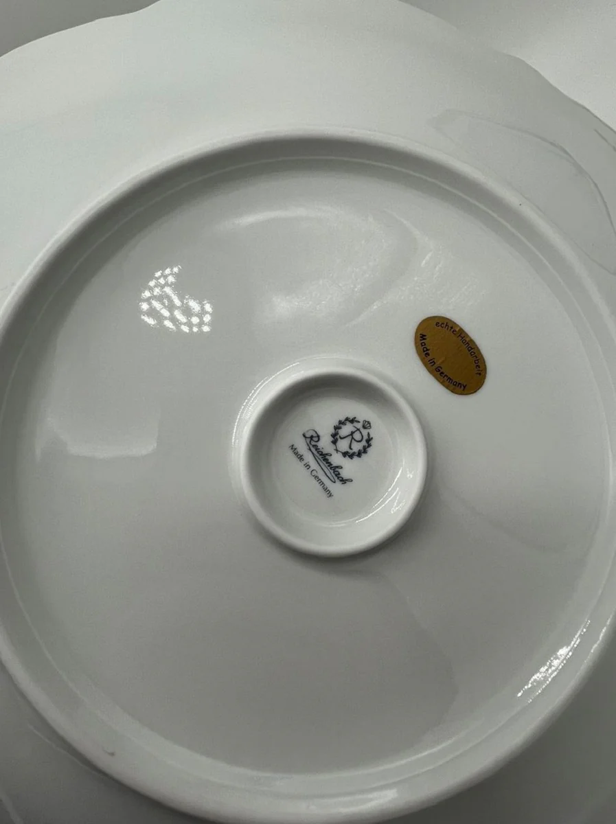 Luxus Barock Porzellan Teller Weiß / Mehrfarbig / Gold Ø 33 cm - Porzellan Essteller - Luxus Barock Porzellan Accessoires - Reichenbach Porzellan - Luxus Qualität - Made in Germany