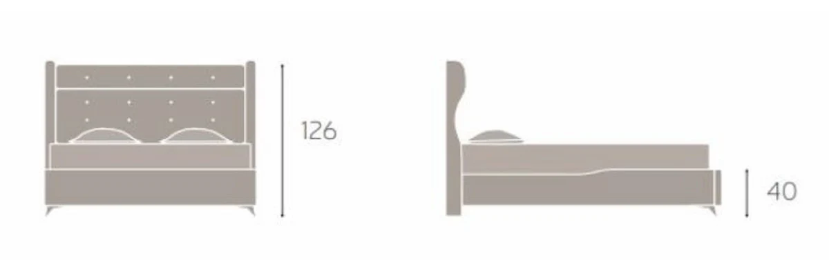 Luxus Doppelbett Beige / Braun - Modernes Massivholz Bett - Moderne Schlafzimmer & Hotel Möbel - Luxus Kollektion