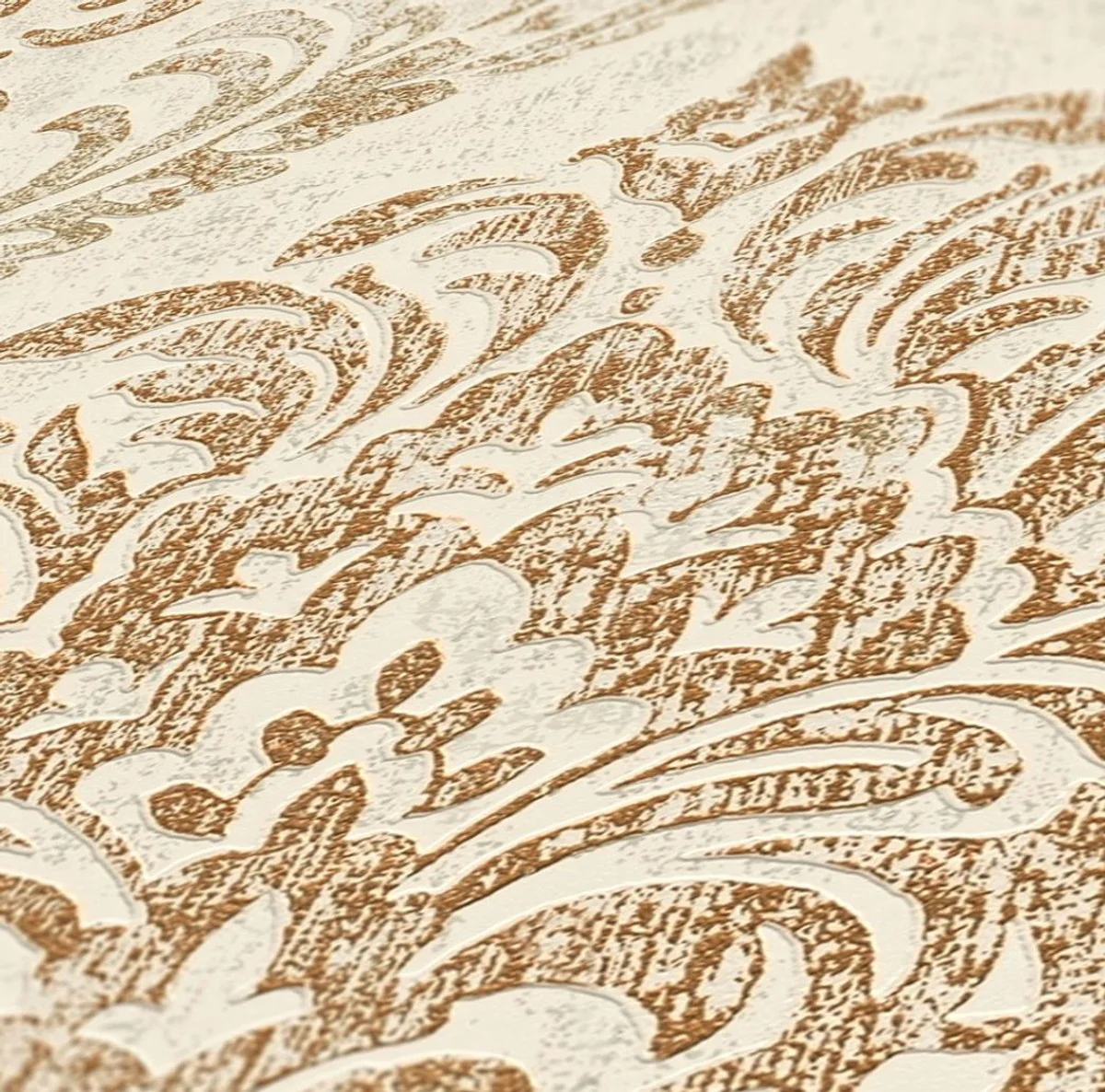 Barock Vliestapete Creme / Gold Metallic