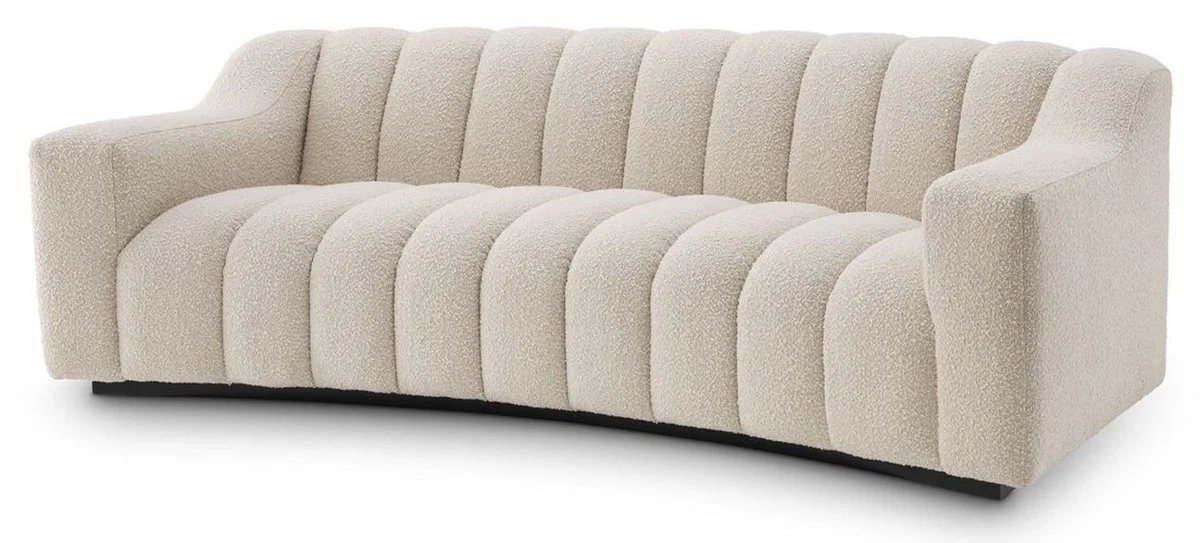 Luxus Sofa Creme / Schwarz 234 x 96 x H. 76,5 cm - Leicht gebogenes Wohnzimmer Sofa - Hotel Sofa - Luxus Qualität