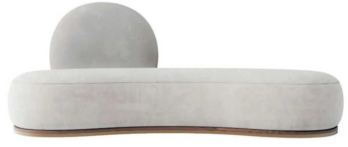 Luxus Samt Sofa Grau / Braun / Messing 230 x 100 x H. 86 cm - Gebogenes Wohnzimmer Sofa - Hotel Sofa - Wohnzimmer Möbel - Hotel Möbel - Luxus Möbel