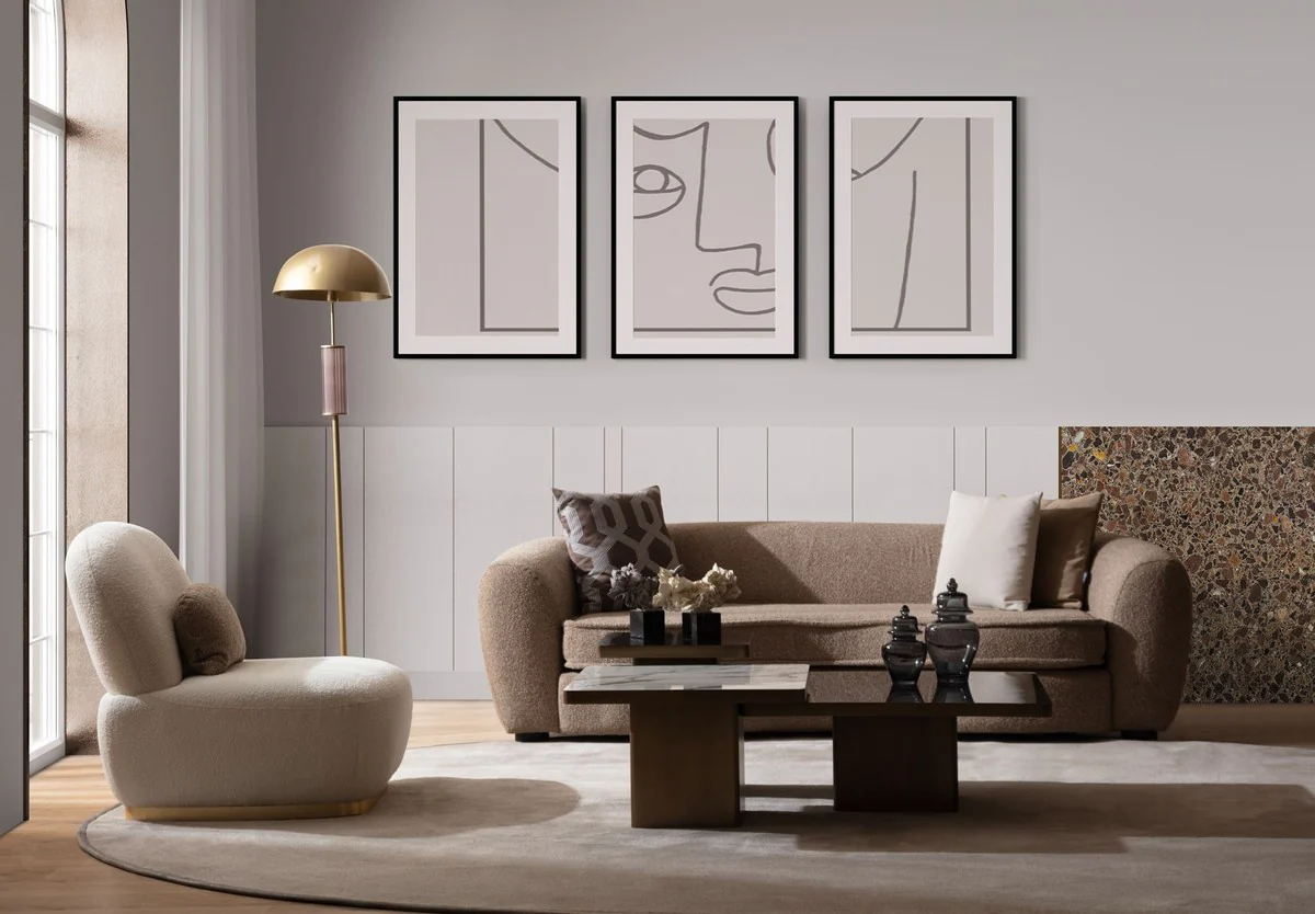 Luxus Sofa Braun / Schwarz 250 x 106 x H. 72 cm - Wohnzimmer Sofa - Hotel Sofa - Wohnzimmer Möbel - Wohnzimmer Einrichtung - Hotel Möbel - Luxus Möbel - Luxus Einrichtung