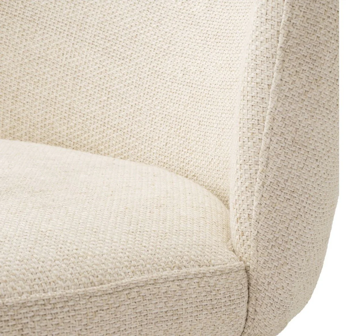 Luxus Esszimmerstuhl Naturfarben / Schwarz 57 x 69 x H. 81 cm - Gepolsterter Küchenstuhl im Retro Design - Luxus Retro Esszimmer Möbel