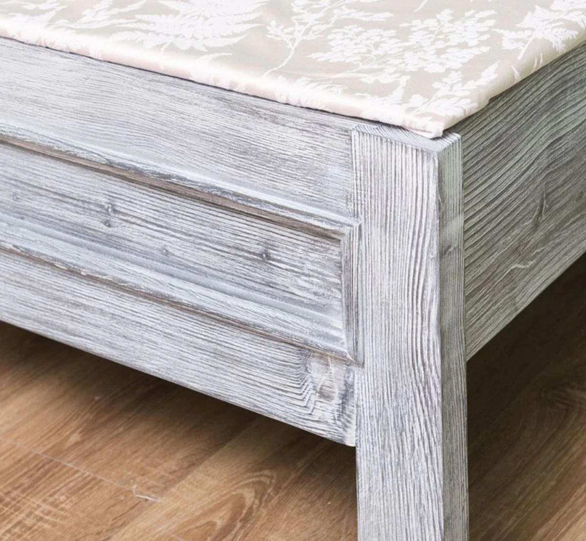 Landhausstil Massivholz Bett Antik Grau 140 x 200 x H. 93 cm - Landhausstil Schlafzimmer Möbel