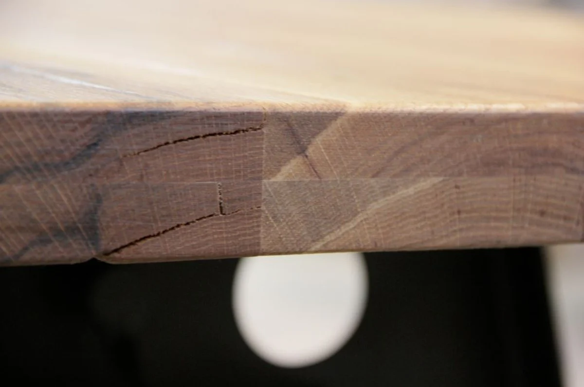 Luxus Esstisch im Industrie Design - Verschiedene Größen & Farben - Küchentisch mit rustikaler Eichenholz Tischplatte und Metallbeinen - Esszimmer Möbel