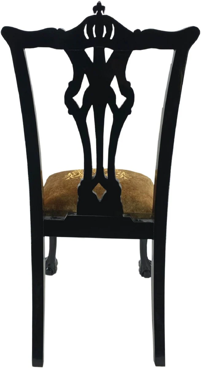 Pompöös by Luxus Barock Esszimmerstuhl Gold / Schwarz - Pompööser Barock Stuhl designed by Harald Glööckler - Barock Esszimmer Möbel