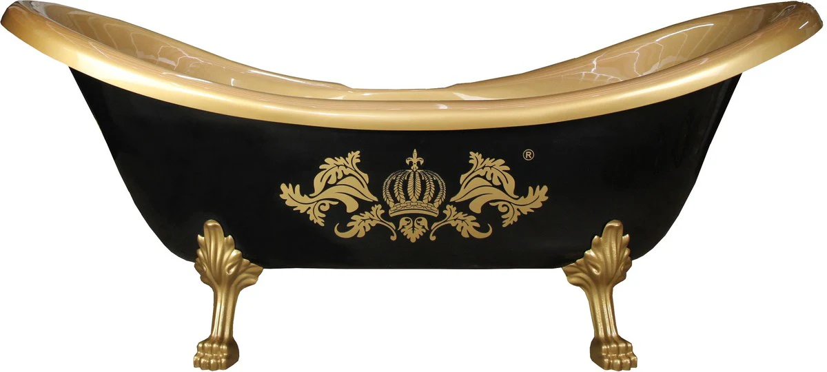 Pompöös by Luxus Badewanne Deluxe von Harald Glööckler Schwarz / Gold / Gold 2020mm mit goldfarbenen Löwenfüssen