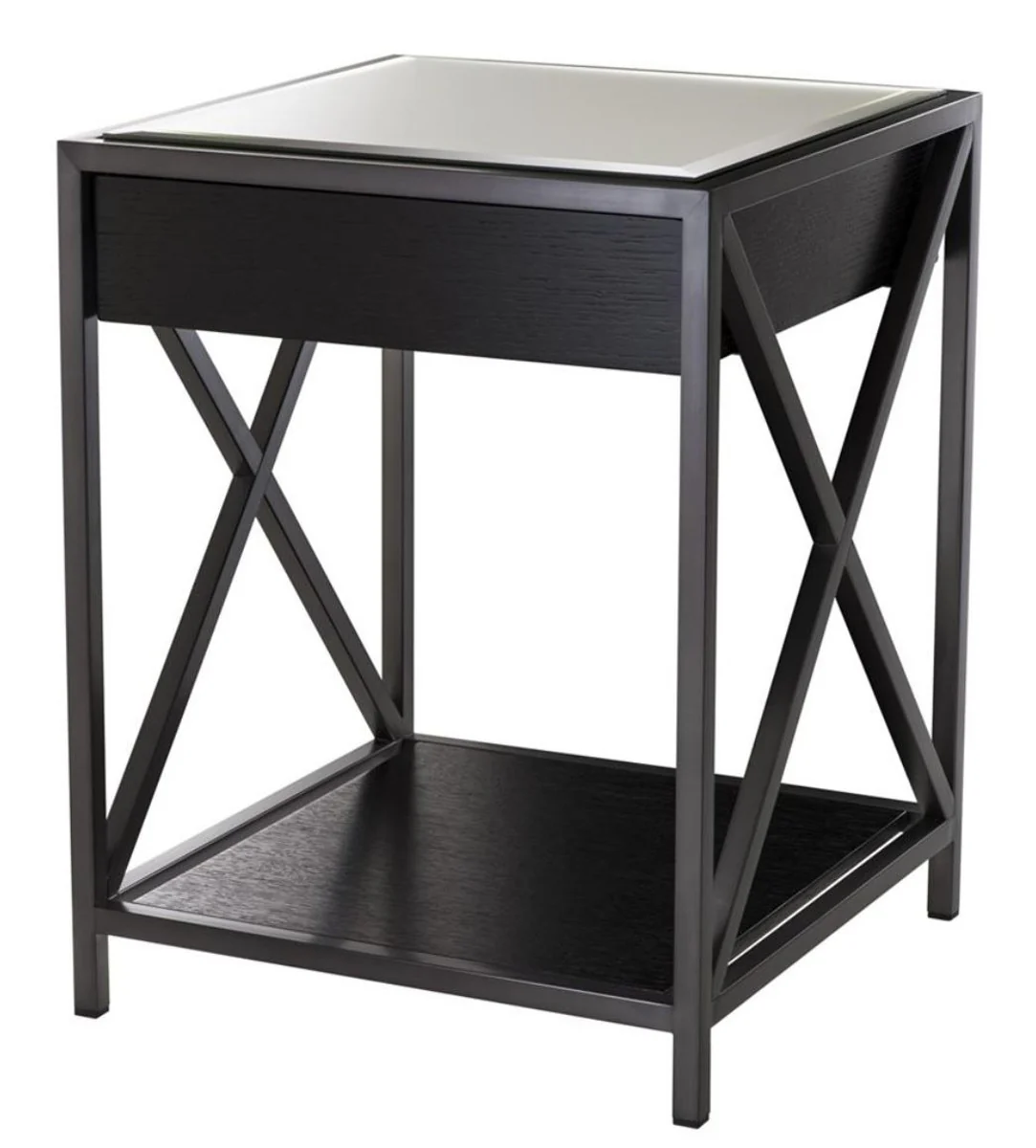 Nachttisch Bronze / Schwarz 47 x 46 x H. 61 cm - Luxus Beistelltisch