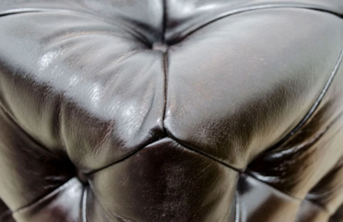 Luxus Chesterfield Echtleder Fußhocker Rotguss 144 x 64 x H. 46 cm - Luxus Möbel