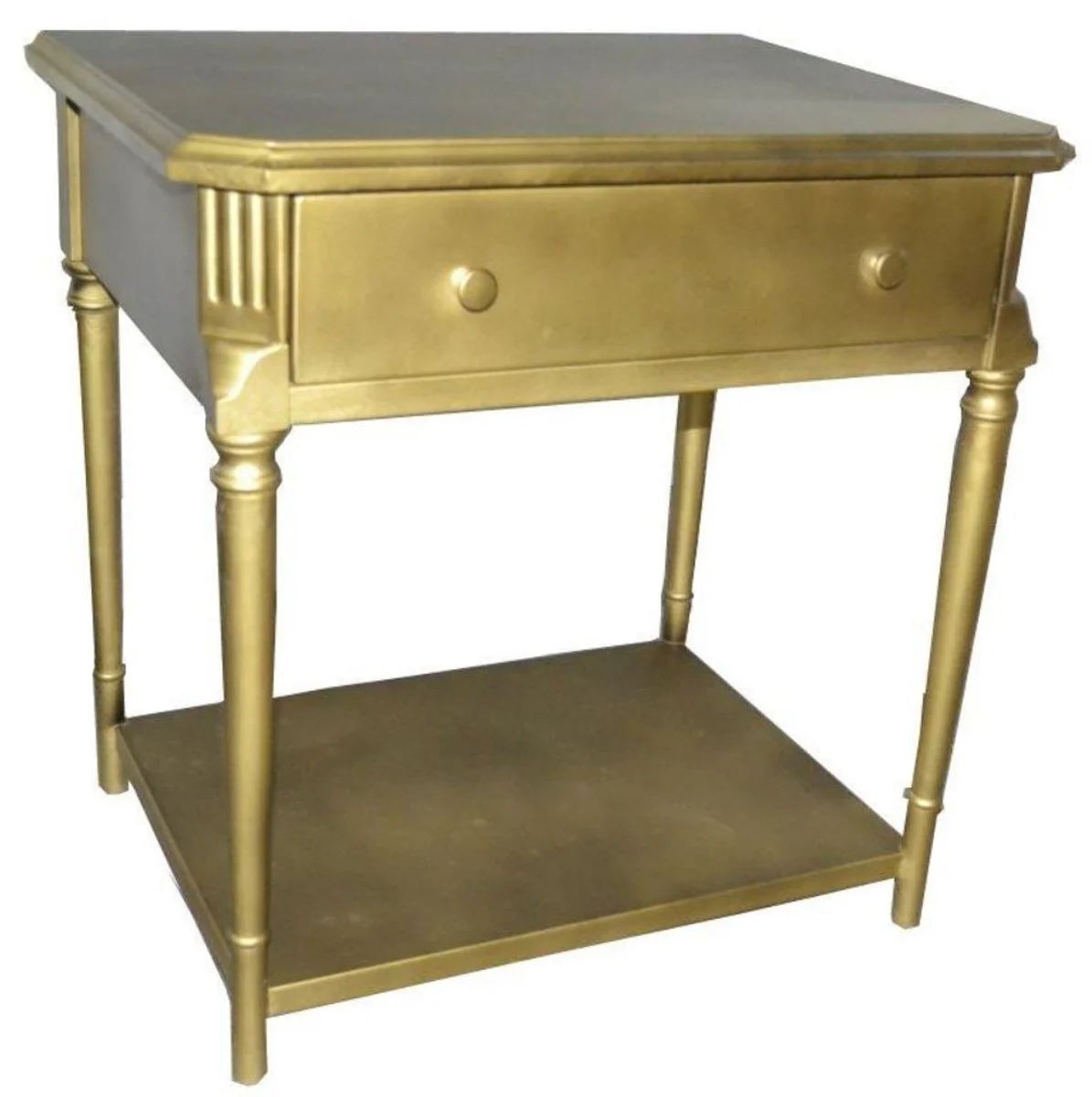 Luxus Art Deco Nachttisch mit Schublade Gold - Antik Stil Beistelltisch - Nachtkommode - Nachtschrank