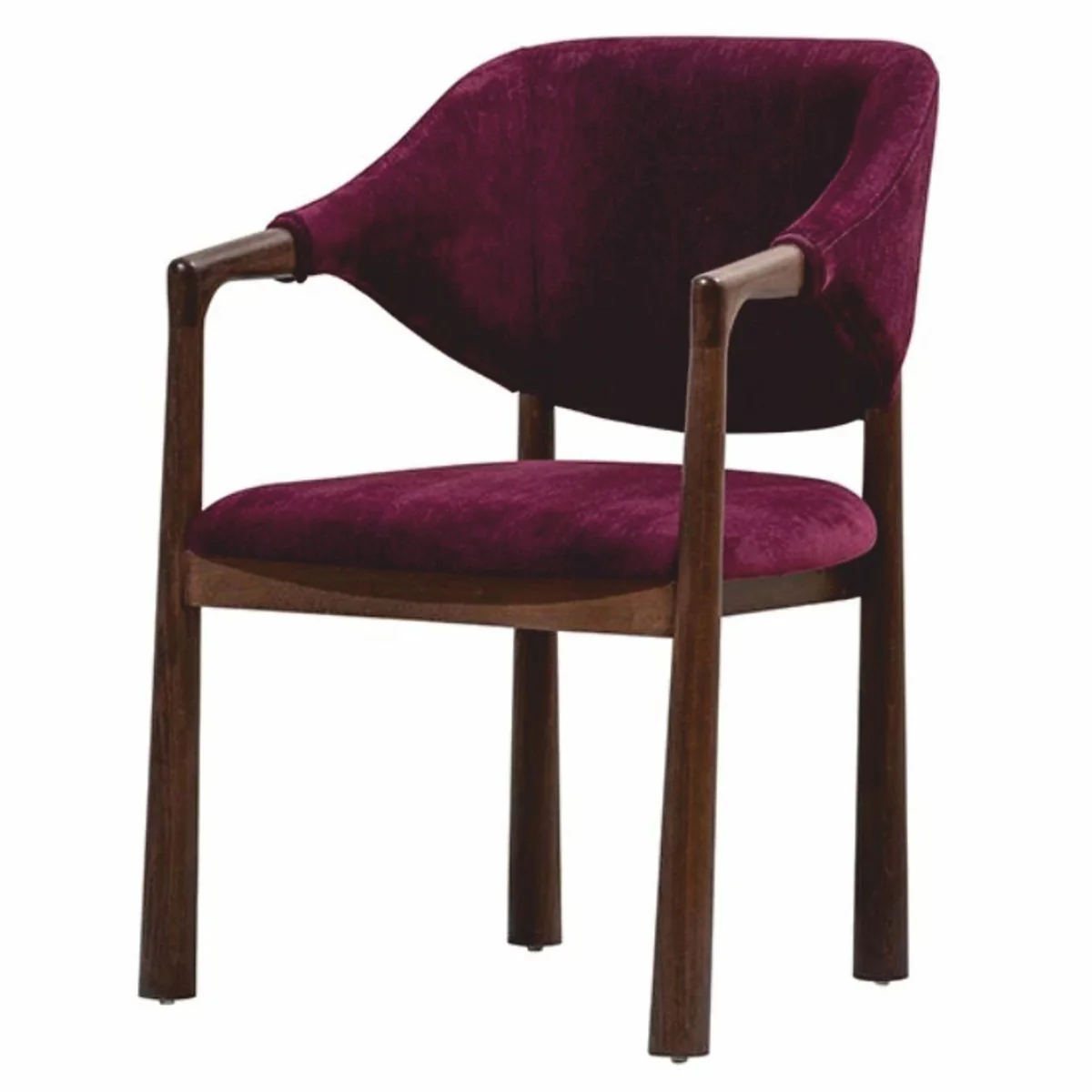 Luxus Esszimmer Stuhl mit Armlehnen Lila / Dunkelbraun H. 87 cm