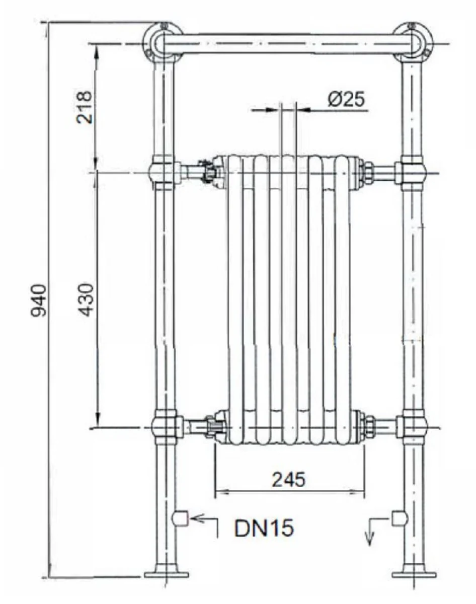 Luxus Badheizung Schwarz / Chrom 498 x H. 940 mm - Handtuchheizkörper - Vintage Bad Heizkörper Handtuchhalter