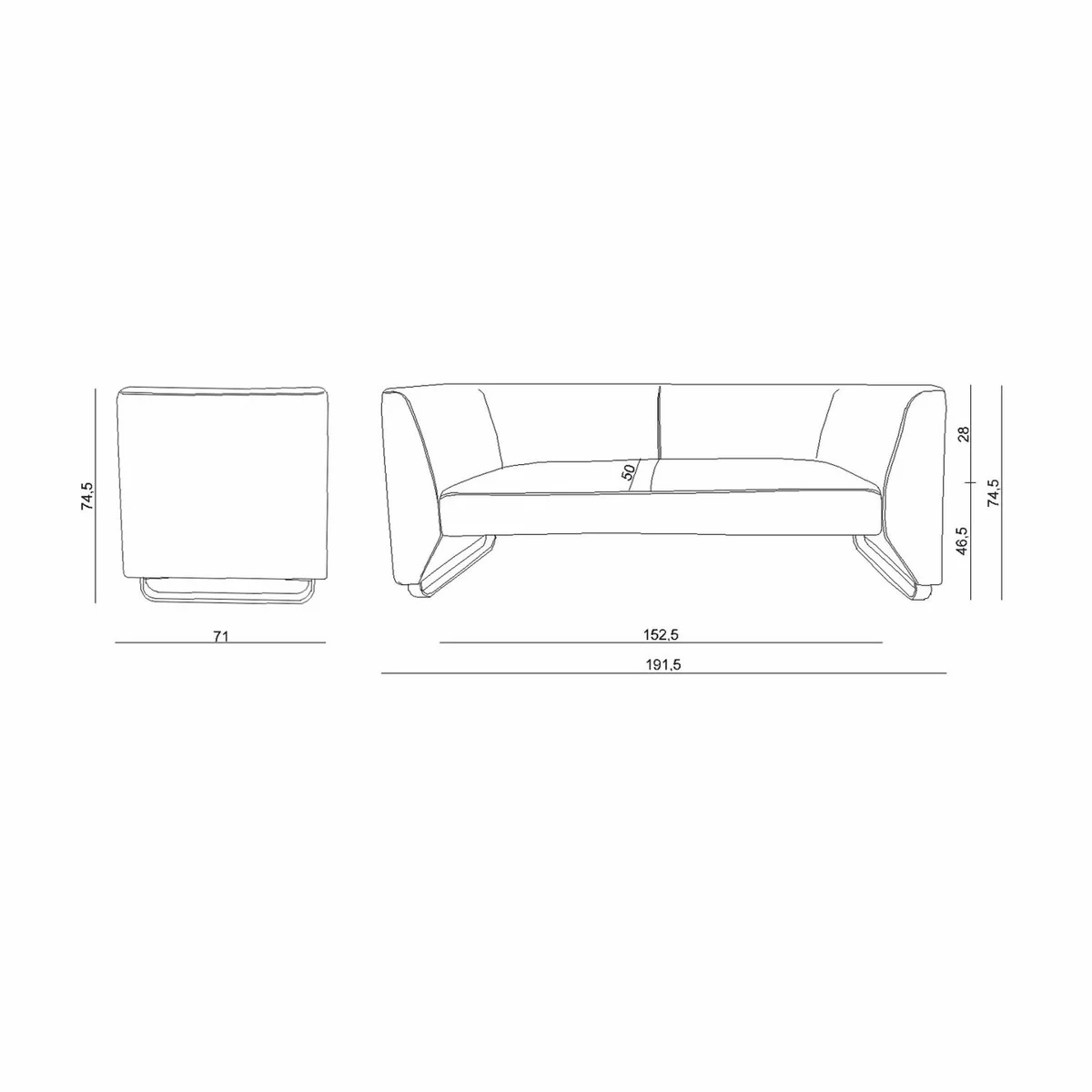Luxus Kunstleder Sofa Grau / Silber 191,5 cm - Luxus Interior