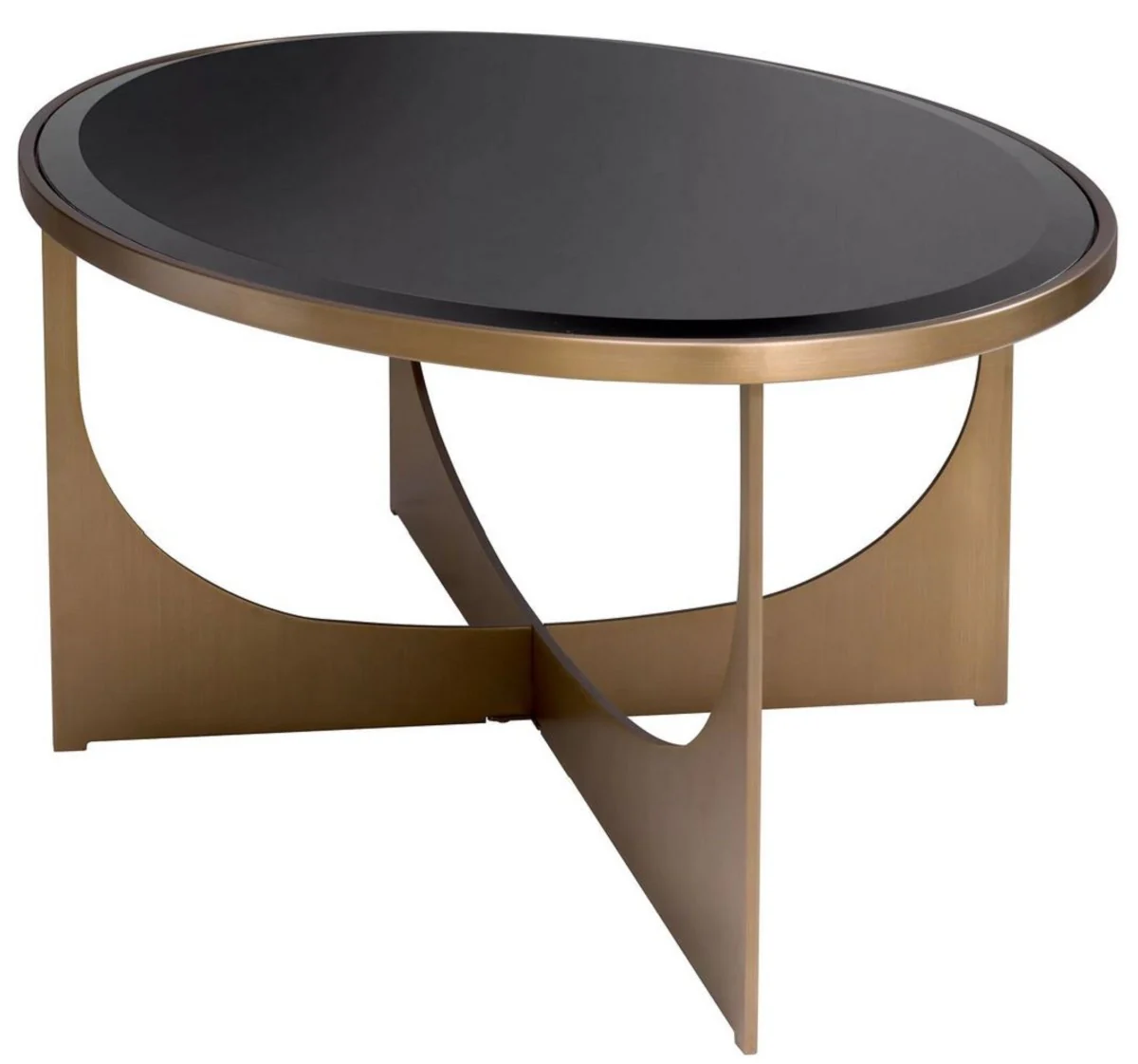 Luxus Couchtisch Messing / Schwarz 101,5 x 41,5 x H. 78,5 cm - Ovaler Edelstahl Wohnzimmertisch mit Glasplatte - Luxus Möbel - Wohnzimmer Möbel - Luxus Einrichtung