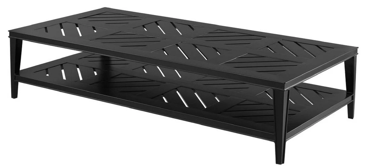 Luxus Couchtisch Mattschwarz 180 x 90 x H. 42 cm - Rechteckiger Wohnzimmertisch aus hochwertigen strapazierbarem Aluminium - Gartentisch