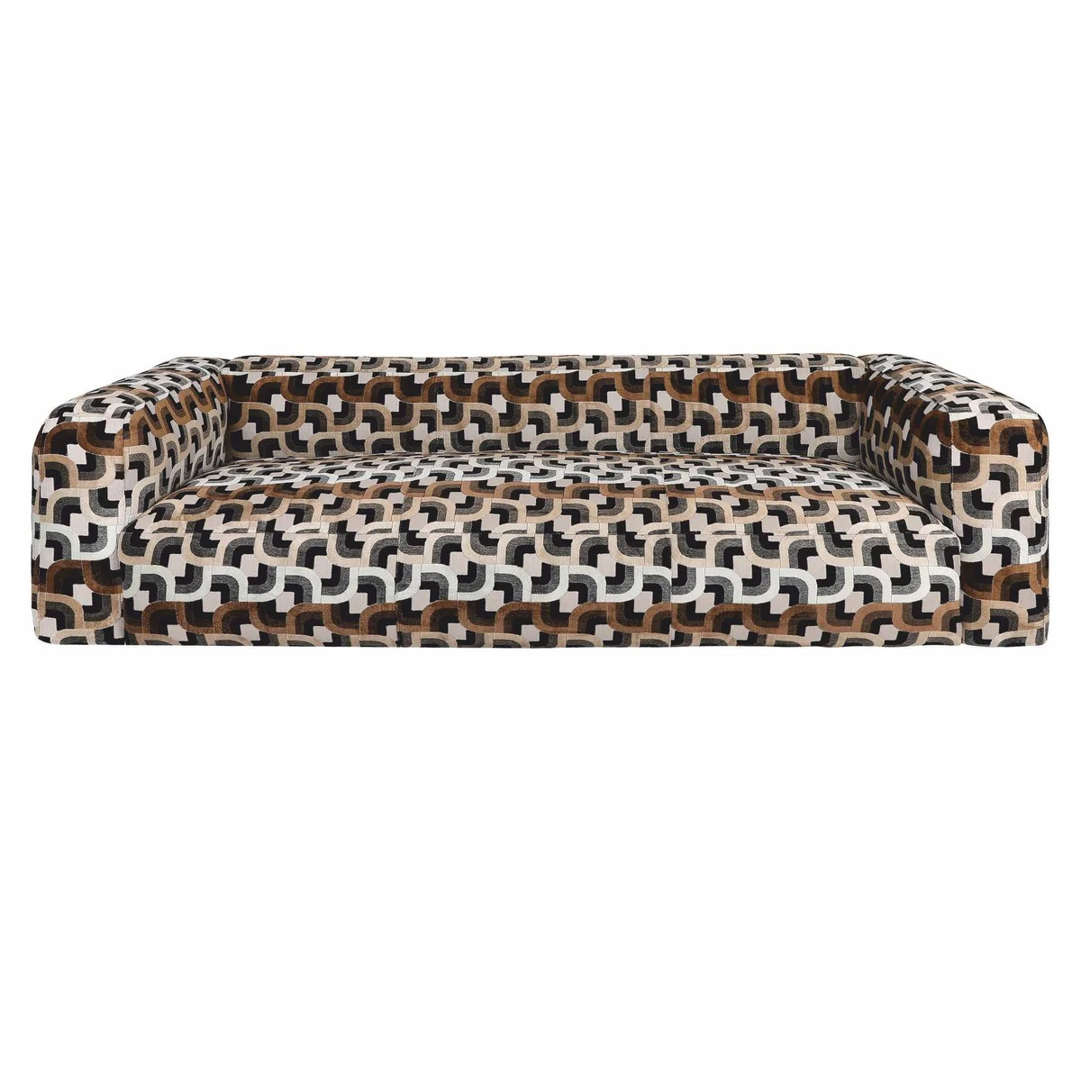 Luxus 3er Sofa Braun / Weiß / Schwarz 252 cm - Wohnzimmer & Hotel Möbel