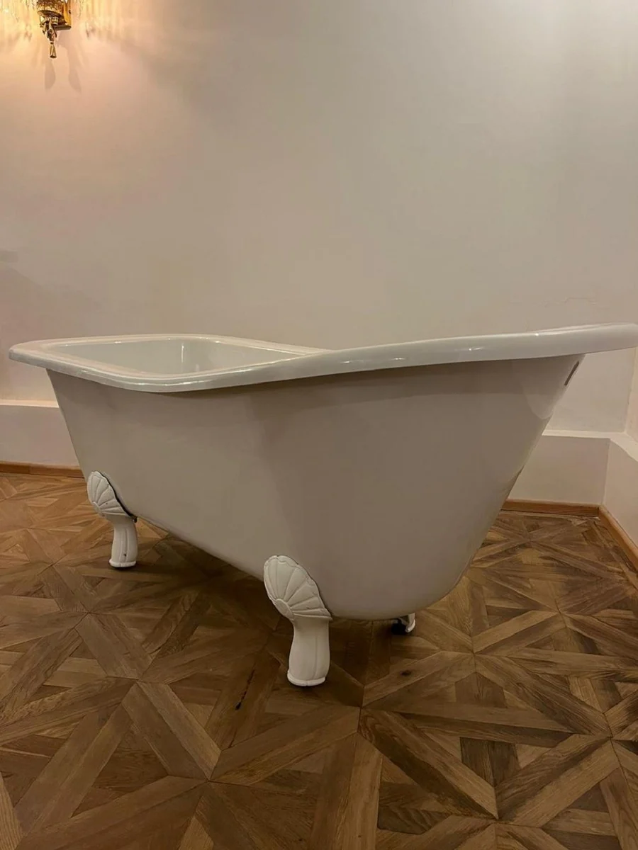 Jugendstil Badewanne Weiß / Weiß 170 cm - Freistehende Retro Stil Badewanne