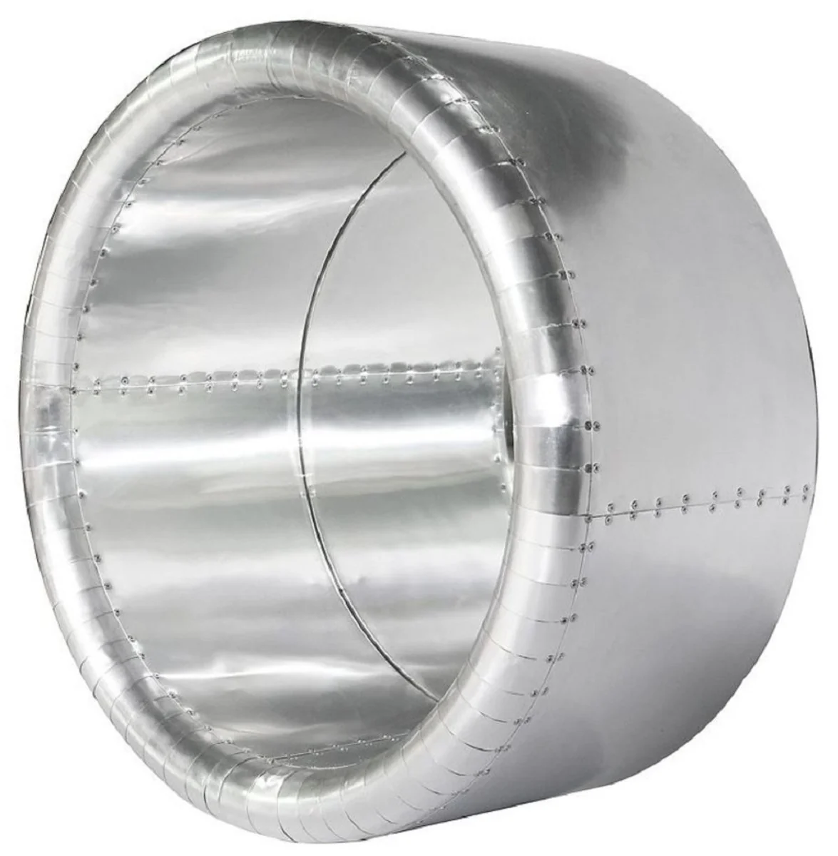 Vintage Aviator Spiegel Silber Ø 74 cm - Runder Aluminium Flugzeug Design Wandspiegel - Aluminium Flugzeug Möbel