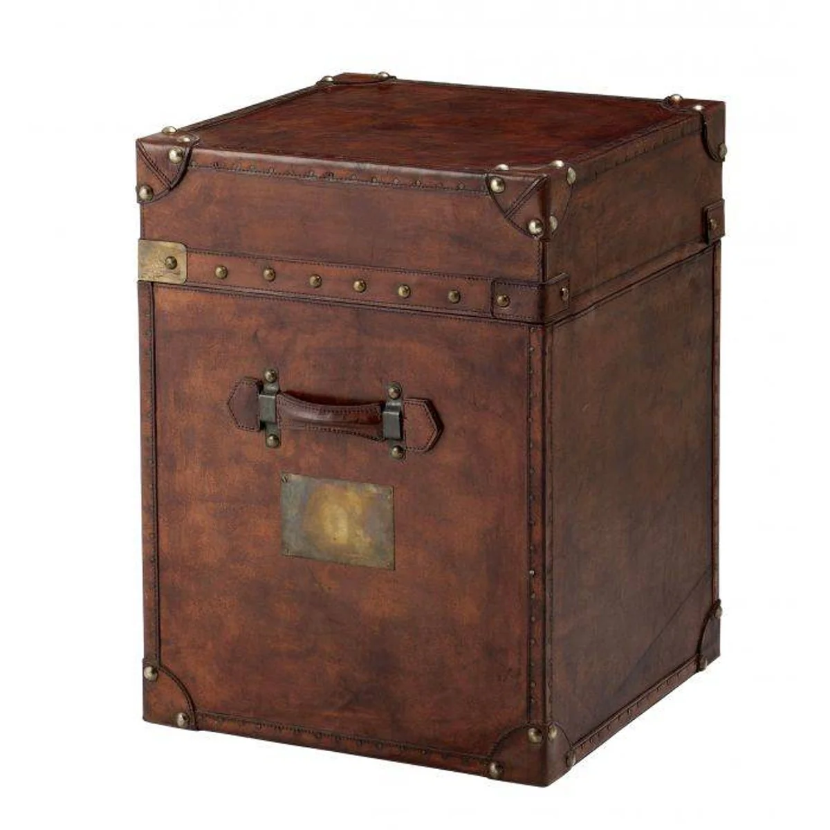 Luxus Koffer Schrank Truhe Vintage Leder Braun - Art Deco Barock Jugendstil Kofferschrank Nachtschrank