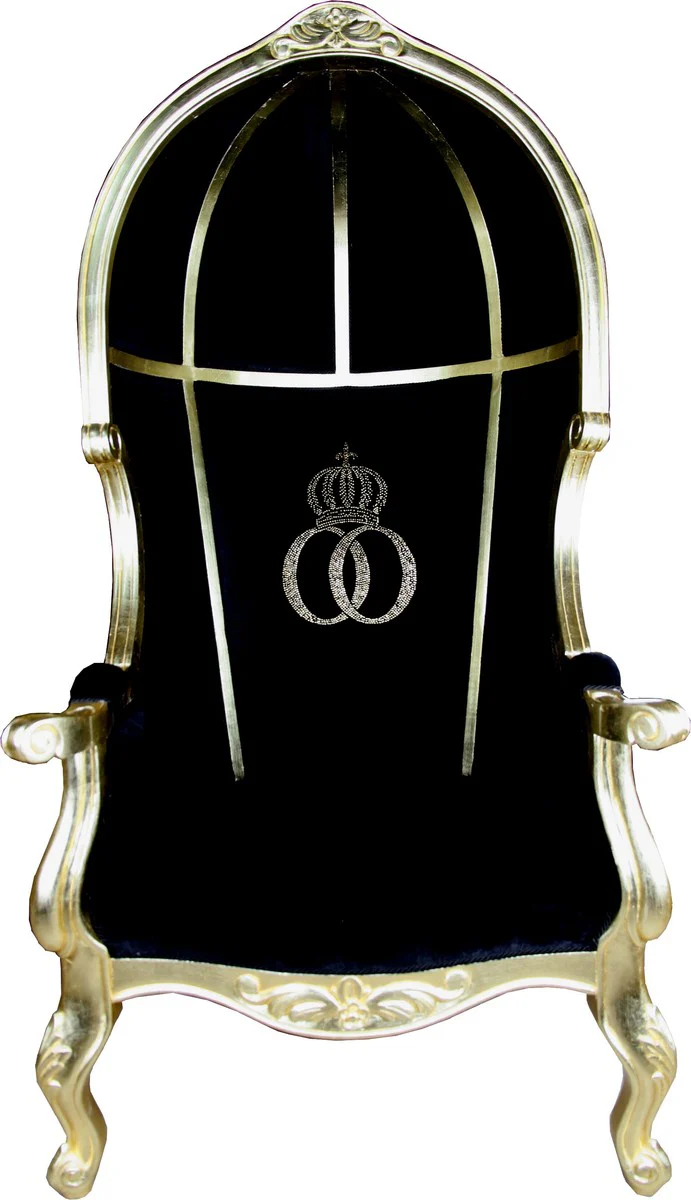 Pompöös by Luxus Ballon Barock Sessel Schwarz / Gold mit glitzernder Krone - Pompööser Barock Sessel designed by Harald Glööckler