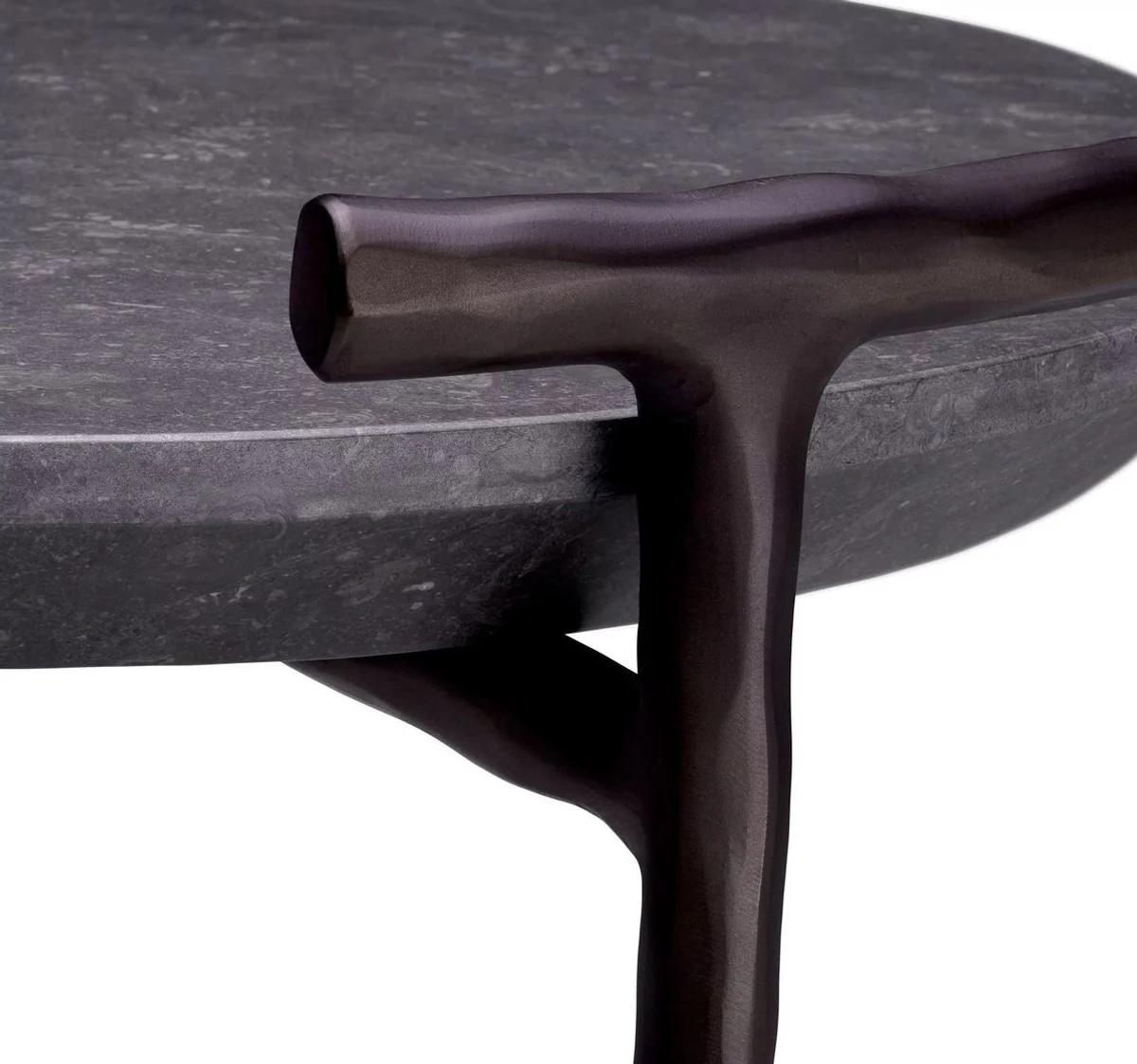 Luxus Beistelltisch Grau / Bronze Ø 55 x H. 57,5 cm - Aluminium Tisch mit Marmorplatte - Wohnzimmer Möbel - Luxus Möbel - Wohnzimmer Einrichtung - Luxus Qualität