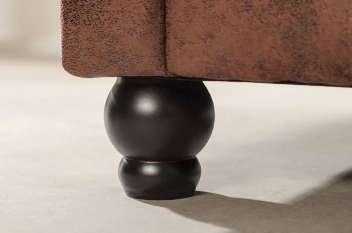 Chesterfield Ecksofa Links Antik Braun - Microfaser Wohnzimmer Sofa - Chesterfield Wohnzimmer Möbel