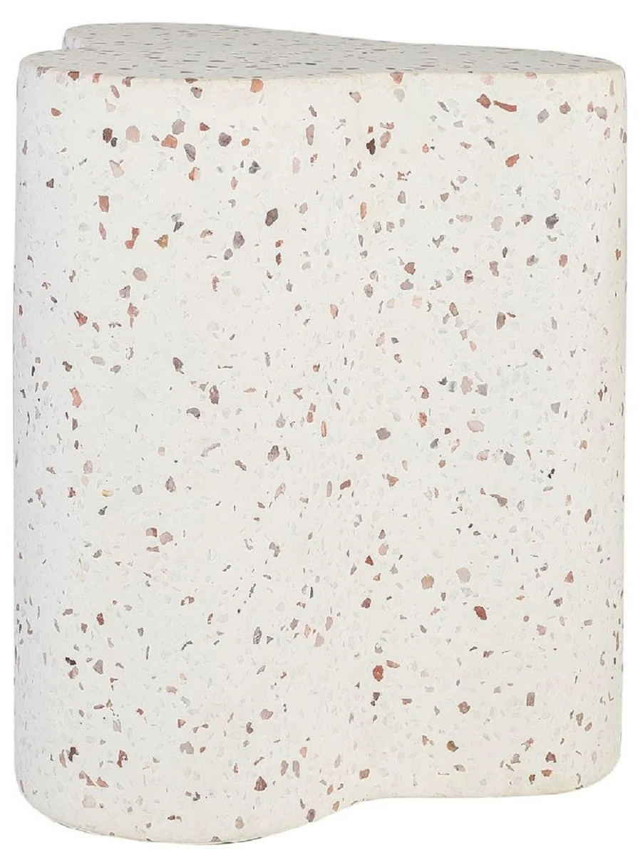 Luxus Terrazzo Naturstein Beistelltisch / Hocker Weiß 41,5 x 41,5 x H. 45 cm - Wohnzimmer Möbel - Hotel Möbel - Naturstein Möbel - Luxus Möbel - Luxus Einrichtung