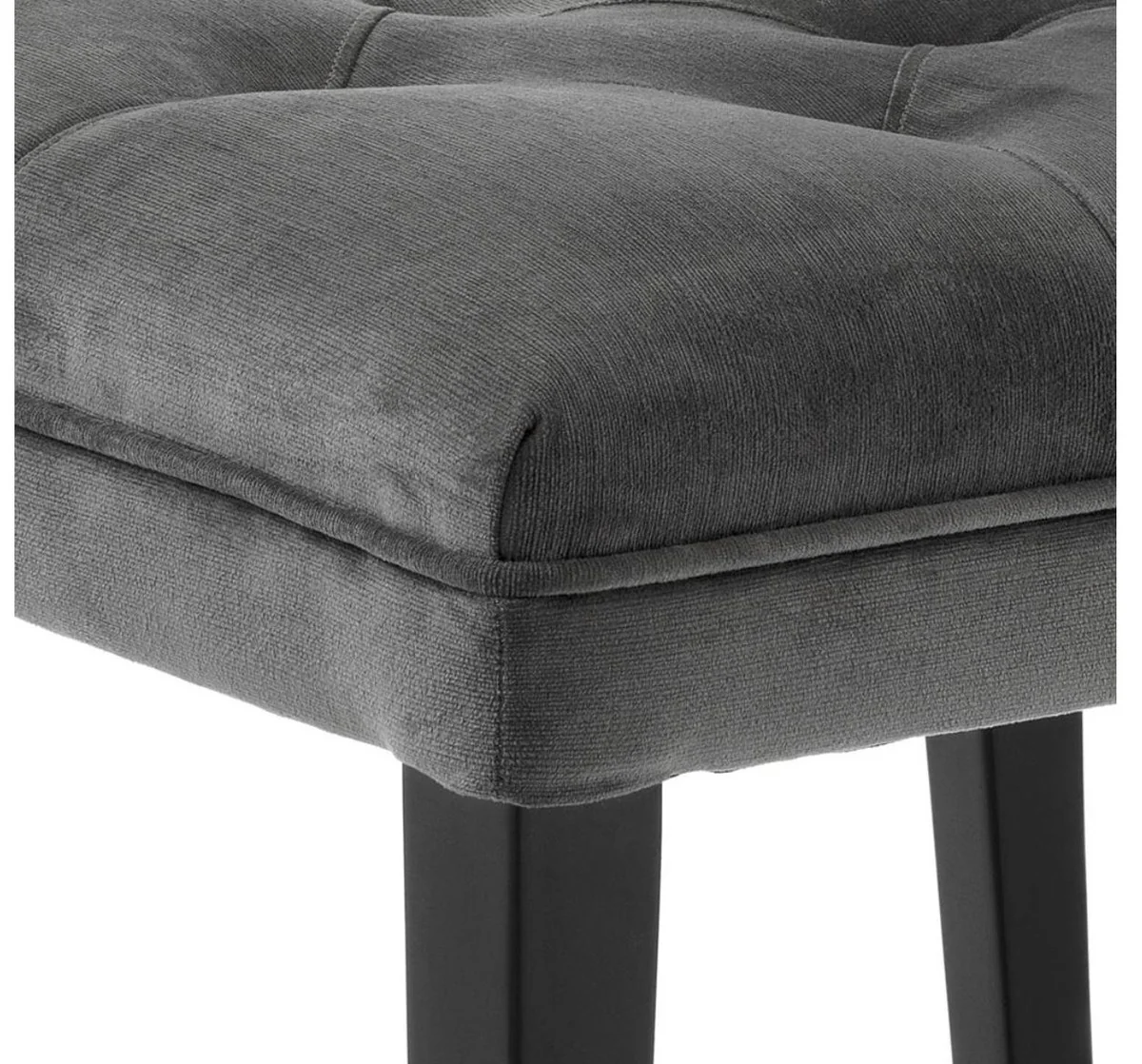 Luxus Esszimmerstuhl in dunkelgrau mit schwarzen Beinen 50 x 59 x H. 79 cm - Esszimmermöbel