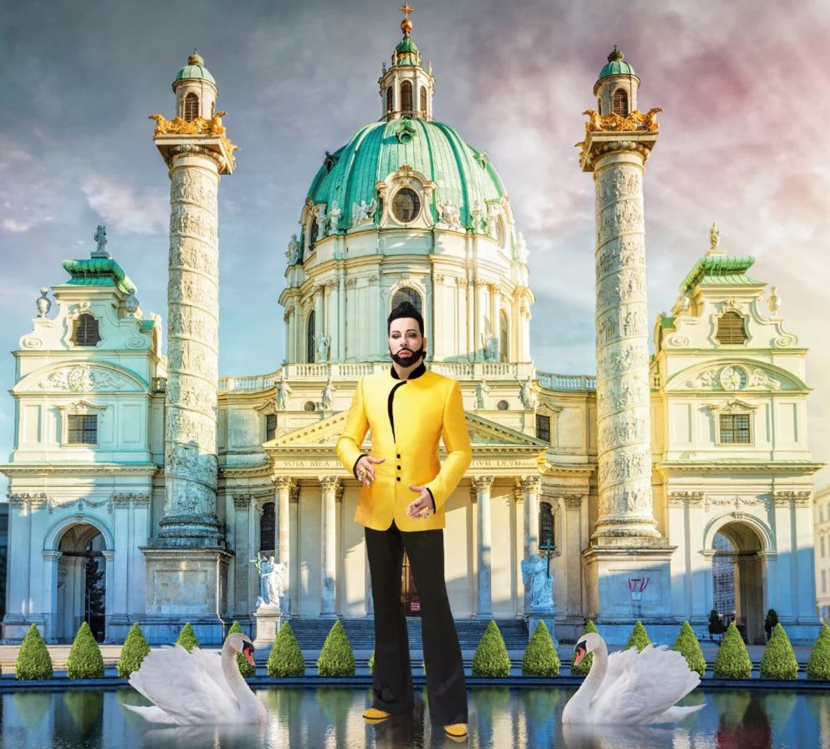 Harald Glööckler Designer Barock Vliestapete 58512 - Pfau - Creme / Lila / Mehrfarbig