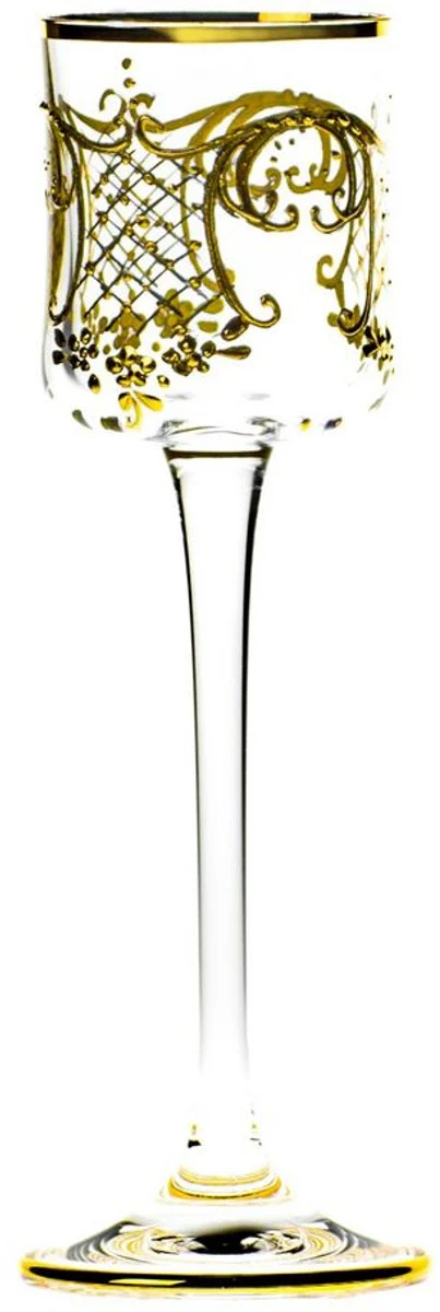 Luxus Barock Likörglas 6er Set Gold Ø 6 x H. 17,5 cm - Handgefertigte und handbemalte Likörgläser - Hotel & Restaurant Accessoires - Luxus Qualität