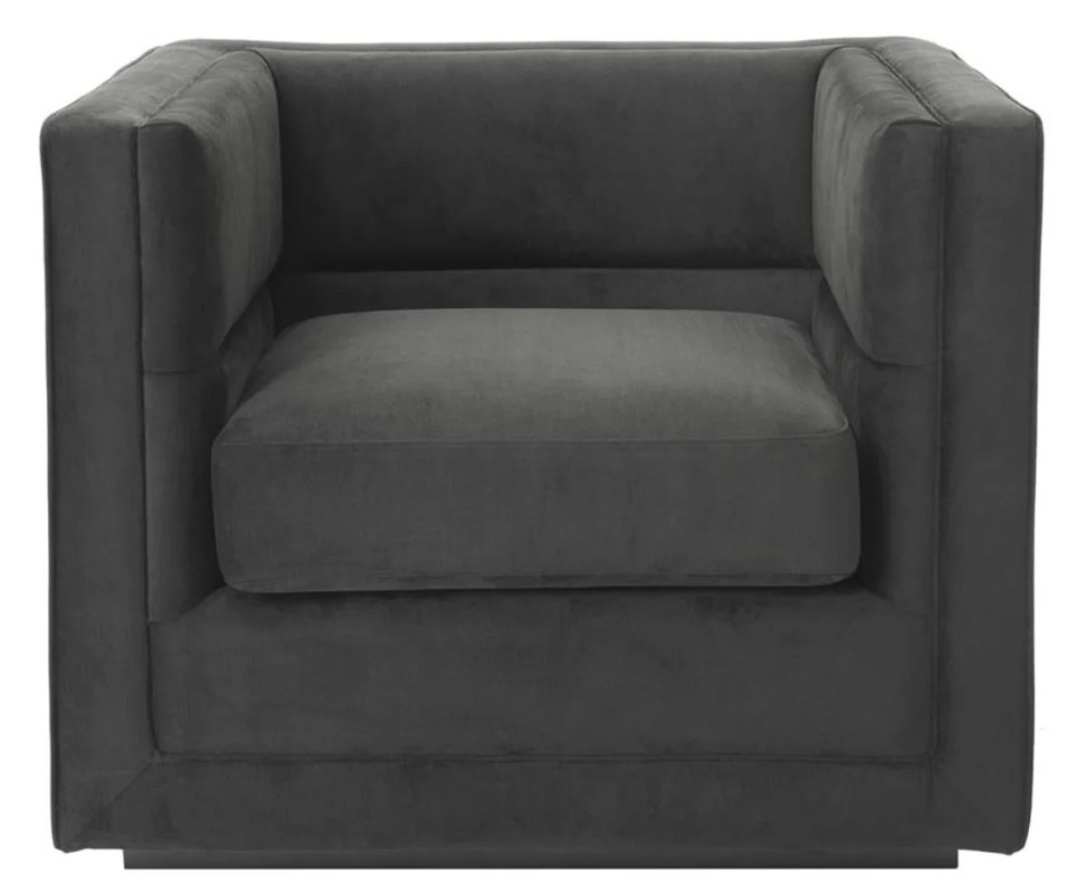 Luxus Sessel Anthrazitgrau 92 x 86 x H. 73,5 cm - Luxus Wohnzimmer Sessel