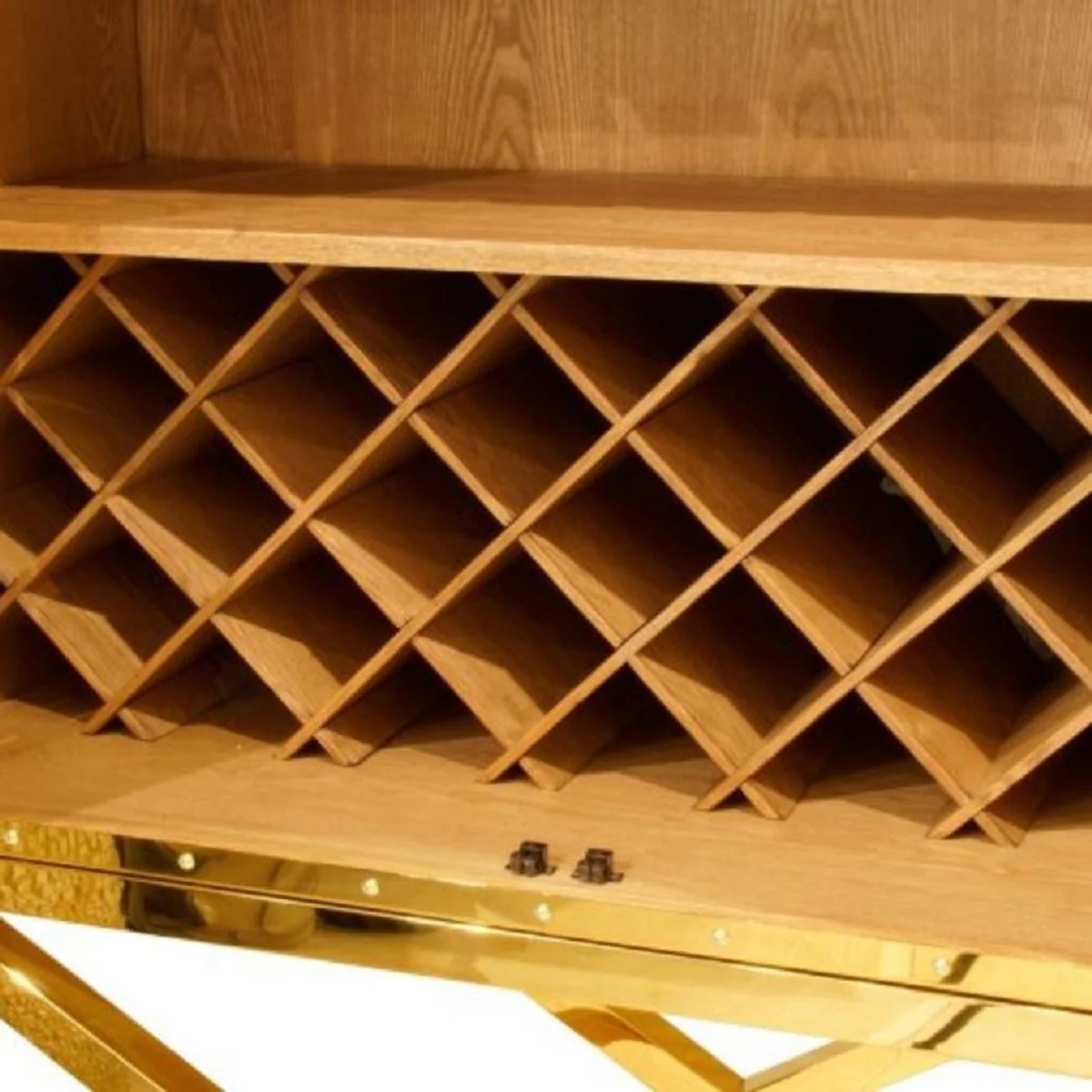 Luxus Barschrank Braun / Gold 108 x 48 x H. 180 cm - Edler Weinschrank mit 2 Türen - Luxus Bar Möbel