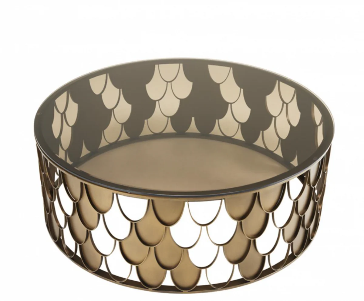 Art Deco Luxus Designer Couchtisch Antik Kupfer - Wohnzimmer Salon Tisch - Luxus Möbel