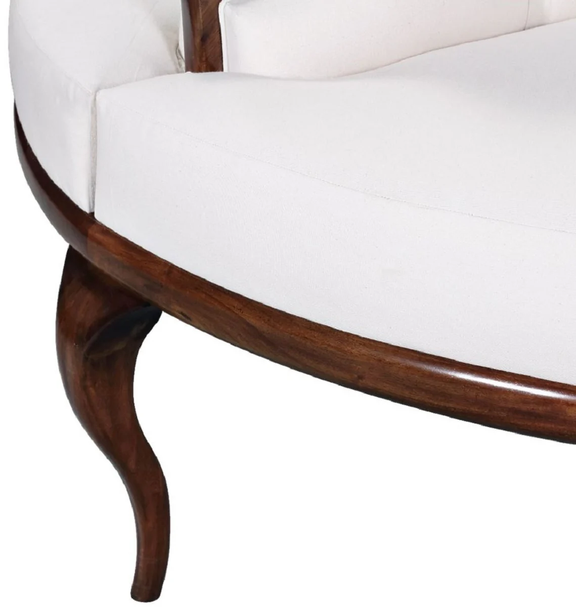 Luxus Barock Rundsofa Weiß / Dunkelbraun - Handgefertigtes rundes Sofa - Barock Hotel & Restaurant Möbel