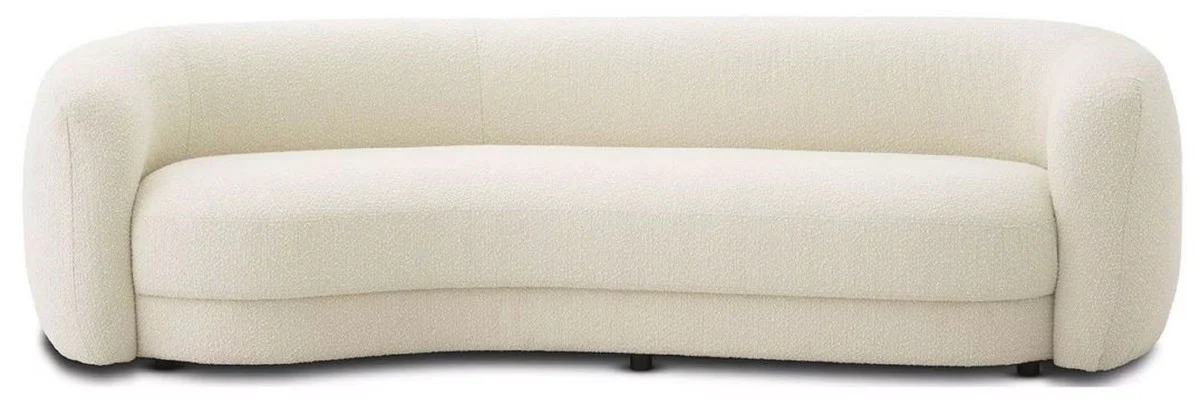 Luxus Sofa Elfenbein / Schwarz 232 x 95 x H. 70 cm - Gebogenes Wohnzimmer Sofa - Wohnzimmer Möbel - Luxus Möbel - Wohnzimmer Einrichtung - Luxus Einrichtung - Luxus Qualität