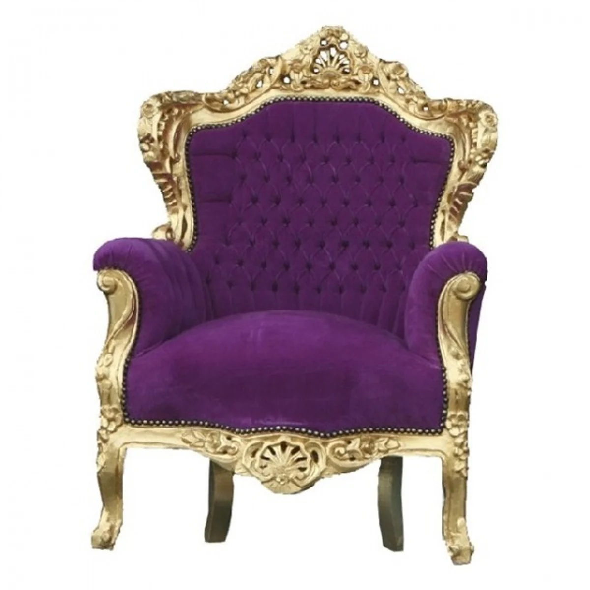 Barock Sessel King Lila / Gold - Barock Möbel