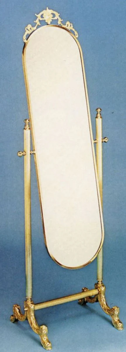 Luxus Barock Standspiegel Gold 51 x 41 x H. 165 cm - Edler Messing Spiegel - Badezimmer Spiegel - Schlafzimmer Spiegel - Barock Möbel - Luxus Qualität