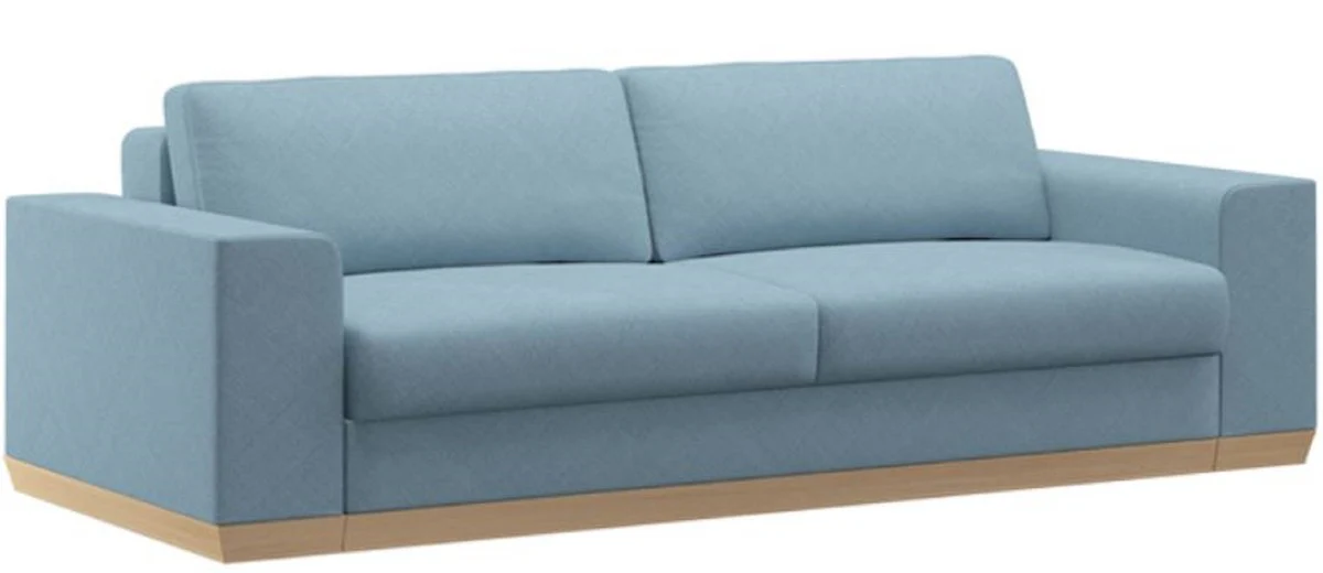 Schlafsofa Hellblau / Naturfarben 240 x 100 x H. 80 cm - Modernes Wohnzimmer Sofa - Wohnzimmer Möbel
