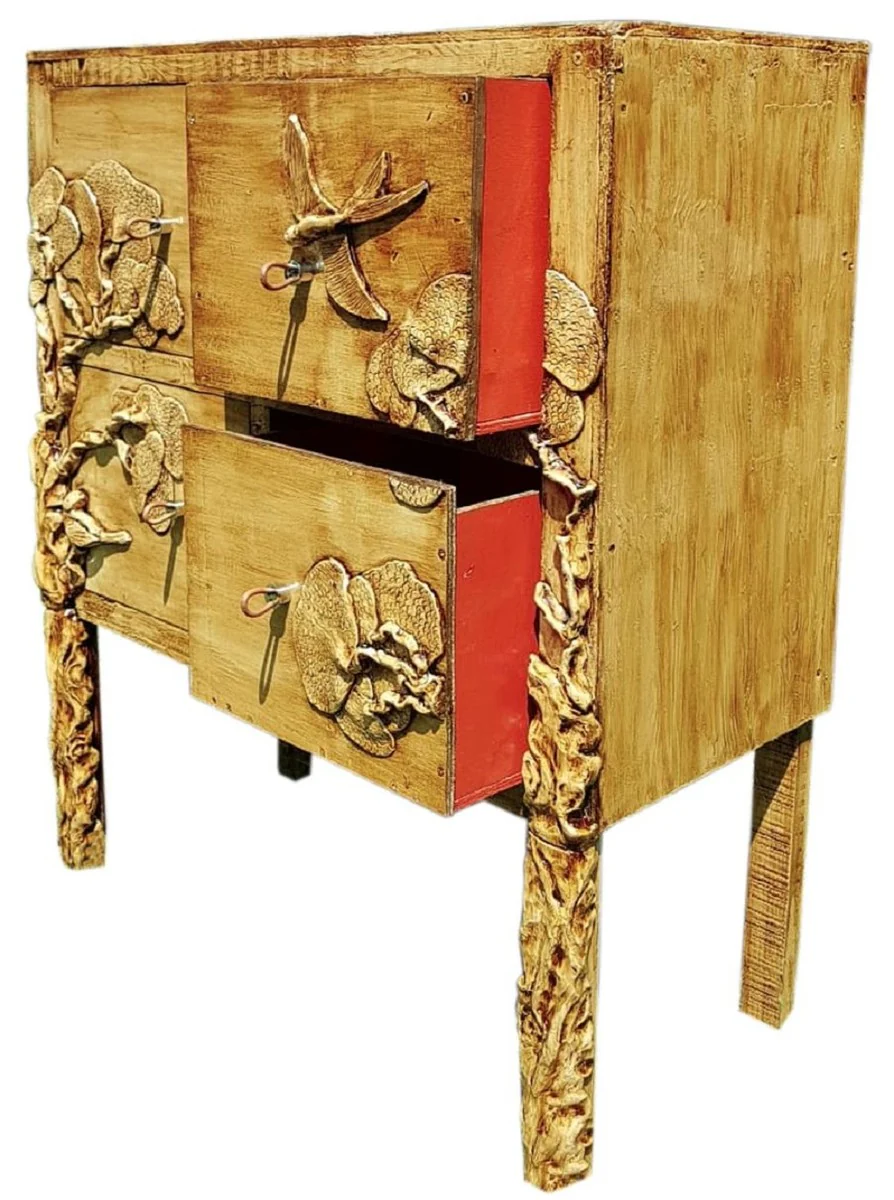 Luxus Landhausstil Kommode Antik Naturfarben - Handgefertigter Massivholz Schrank mit 4 Schubladen - Landhausstil Möbel