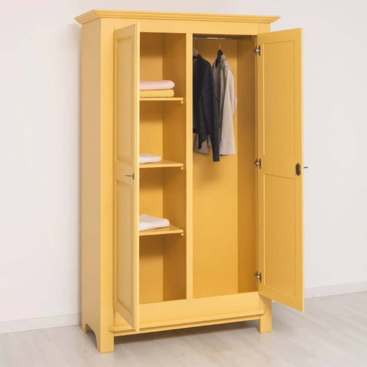Landhausstil Schlafzimmer Schrank Gelb 121 cm - Schlafzimmer Möbel