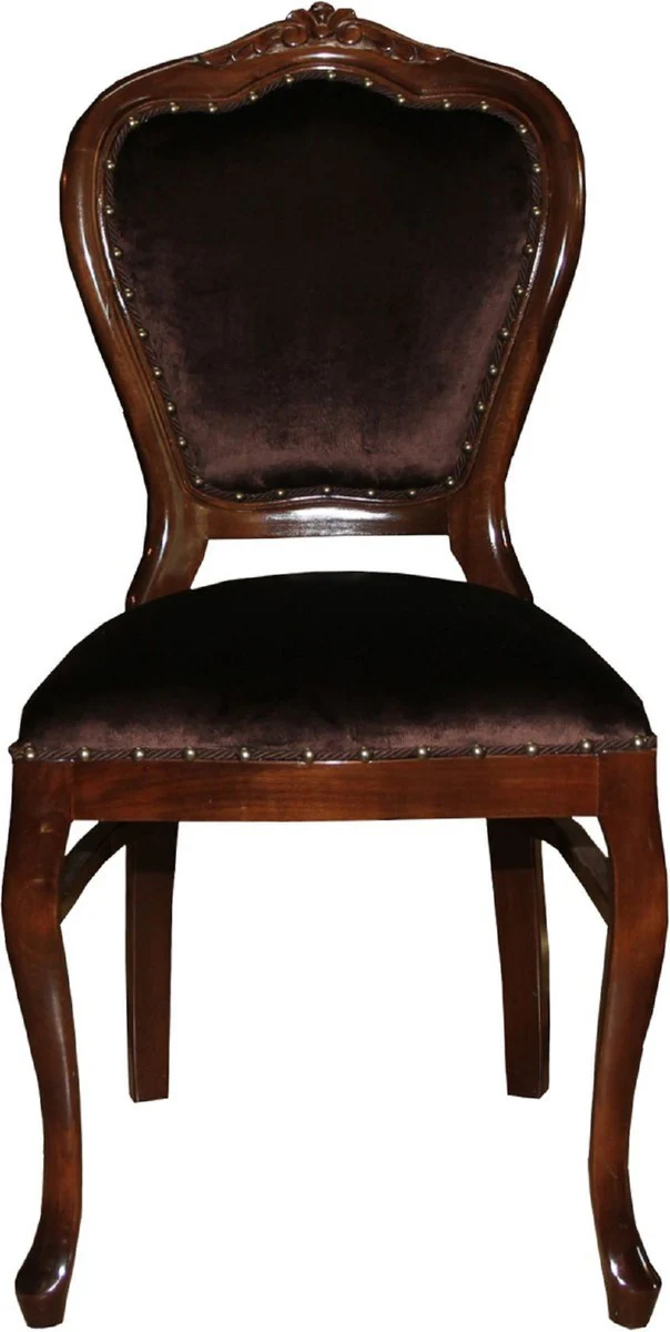 Luxus Barock Esszimmer Set Braun / Braun 45 x 46 x H. 99 cm - 4 handgefertigte Esszimmerstühle - Barock Esszimmermöbel