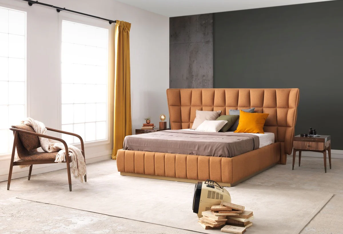 Luxus Nachtkommode Braun / Dunkelbraun 49 x 54 x H. 51 cm - Massivholz Nachttisch mit 2 Schubladen - Schlafzimmer Möbel - Hotel Möbel - Luxus Möbel