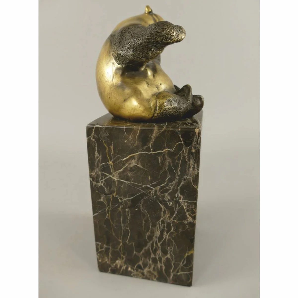 Bronze Skulptur Panda Bär Gold / Schwarz H. 21 cm - Bronzefigur