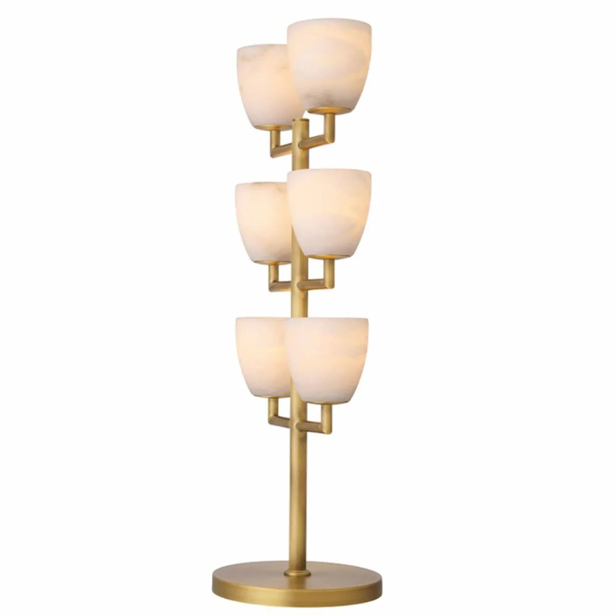 Luxus Tischleuchte Messing / Alabaster H. 81 cm - Luxus Leuchten