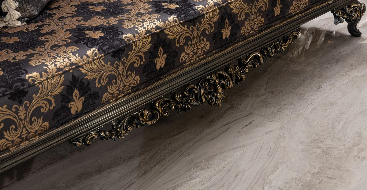 Luxus Barock Sofa Lila / Grau / Gold - Barockstil Wohnzimmer Sofa mit elegantem Muster - Luxus Wohnzimmer Möbel im Barockstil - Barock Möbel - Barock Einrichtung