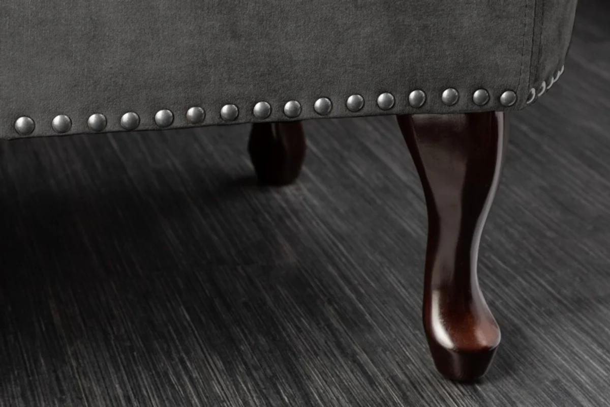 Chesterfield Chaiselongue Dunkelgrau / Braun aus dem Hause - Wohnzimmer Liege Sofa