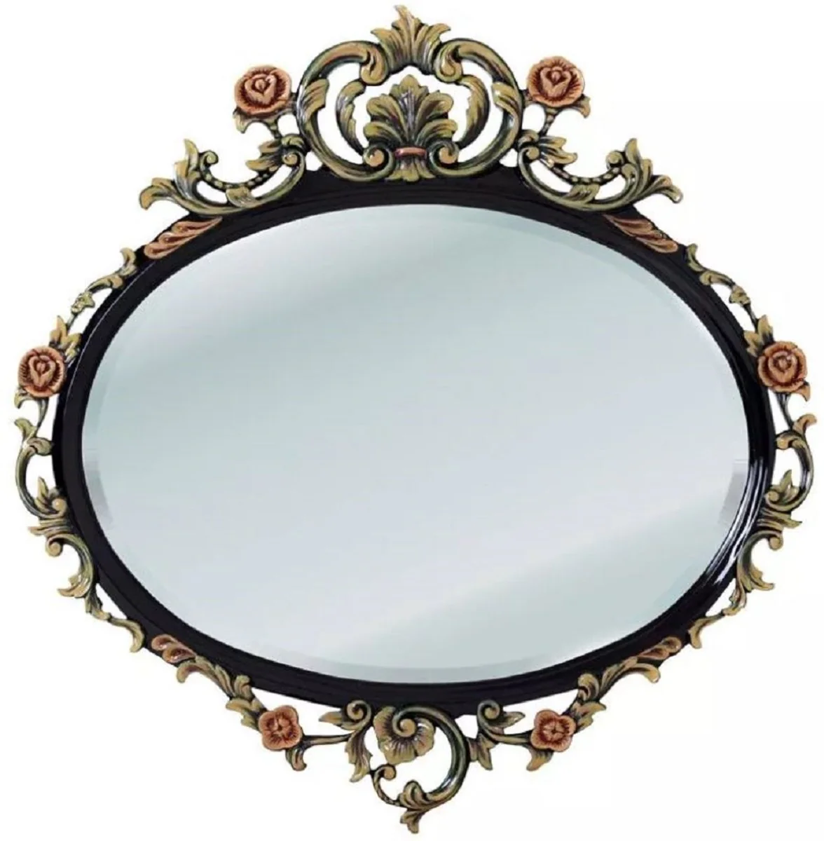 Luxus Barock Spiegel Schwarz / Mehrfarbig - Prunkvoller Massivholz Wandspiegel im Barockstil - Luxus Möbel im Barockstil - Barock Möbel - Edel & Prunkvoll