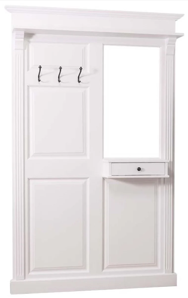 Landhausstil Garderobe mit Schublade Weiß 131 x 19 x H. 210 cm - Landhausstil Möbel